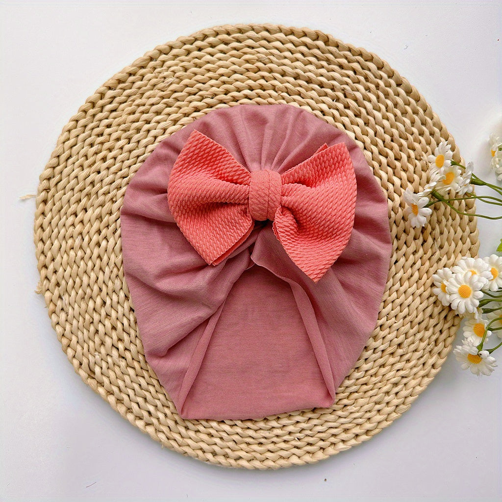 Baby Girls Twill Bubble Bownot Decor Turban Soft Hair Wrap Head Accessories