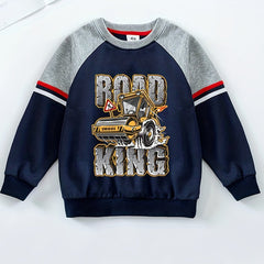 Kid's Cartoon Pattern Sweatshirt Raglan Pullover Crew Neck Long Sleeve Top