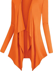Solid Long Sleeve Open Front Cardigan