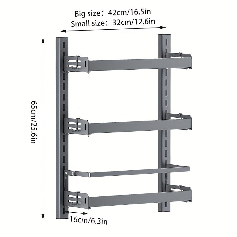 Adjustable Kitchen Shelf Wall Mounted Storage Rack with Towel Bar