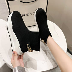 Knitted Slip On Sock Boots Platform Sneakers