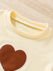 Heart Graphic Girl's 2pcs Long Sleeve Top & Skirt Set