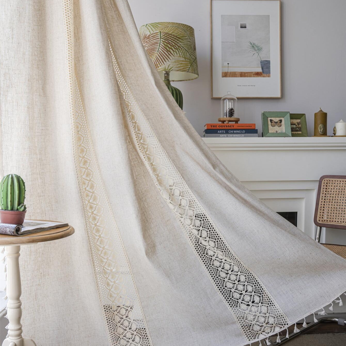 Boho Pure Linen Semi Blackout Curtain Farmhouse Style