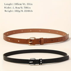 Square Pin Buckle Belt Casual PU Leather Thin Belt Classic Punk Rivet Belts
