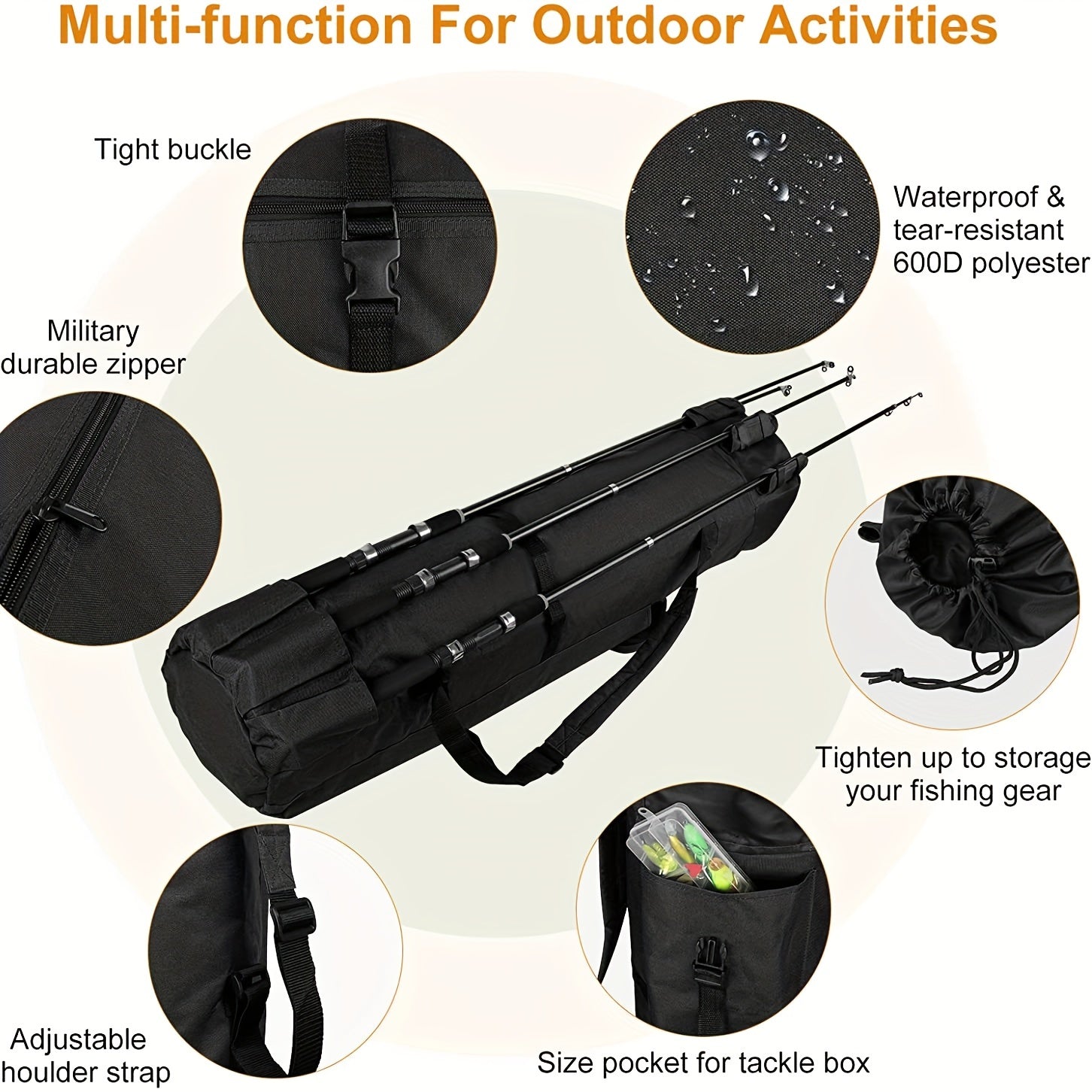 Fishing Rod Case Fishing Pole Carrier Case Fishing Rod & Reel Organizer Bag