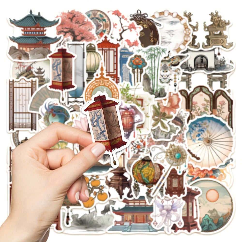 50pcs Retro Chinese Style Small Things Stickers Niche Decorative Stickers
