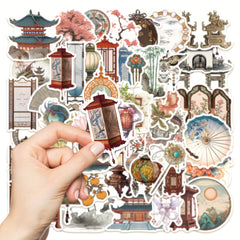 50pcs Retro Chinese Style Small Things Stickers Niche Decorative Stickers