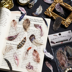 Artistic Feather Sticker Set - 40 Sheets of Stylish Journal Decorations