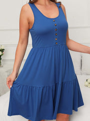 Women's Solid Ruffle Lounge Dress Sleeveless Home Dress
