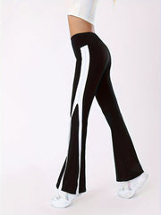 High Waist Flared Yoga Pants Contrast Bell Bottom Pants Women's Activewear