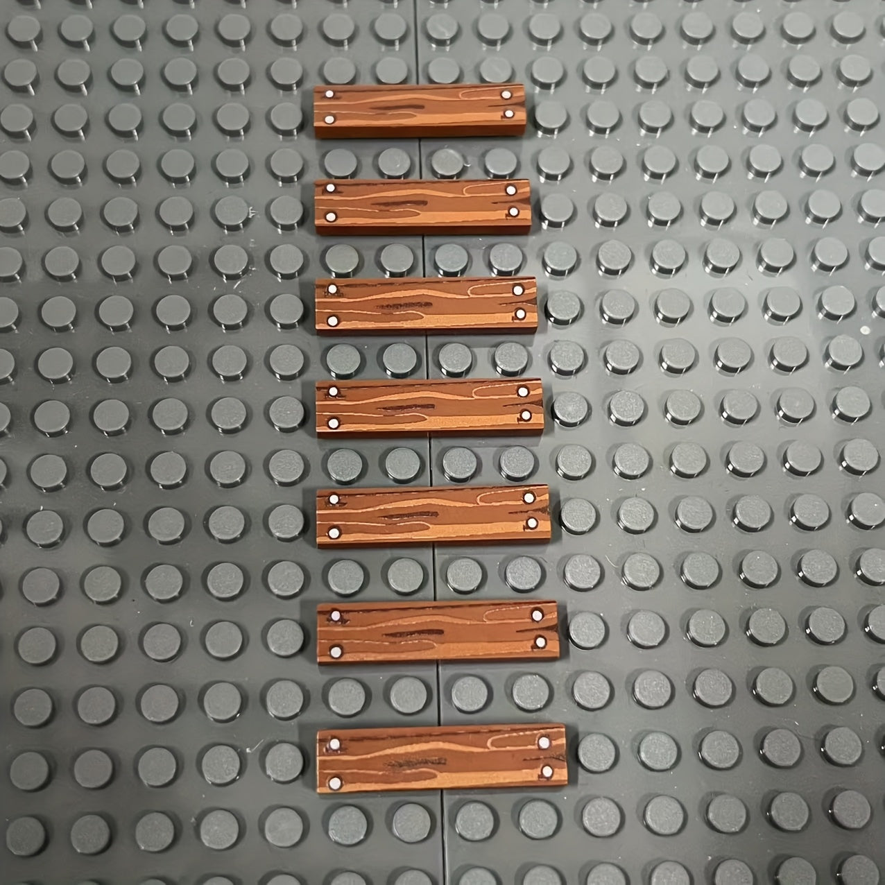 15pcs Wood Grain Building Block Accessories Deep Brown Decorations