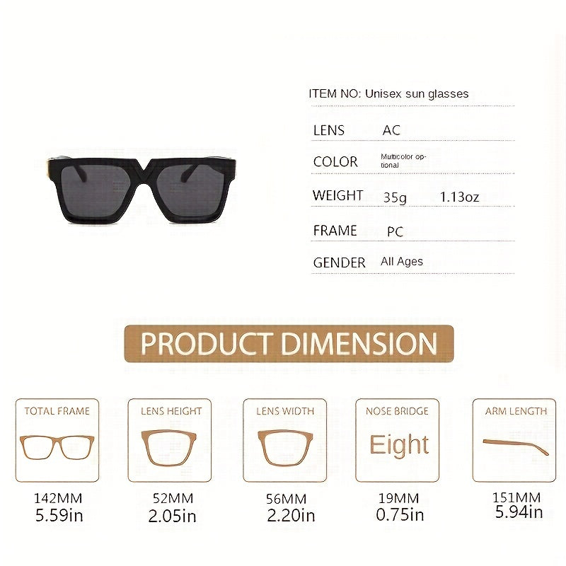 Large Square Sunglasses For Women Men Hiphop Gradient Glasses UV400