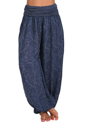 Boho Paisley Floral Print Harem Pants Elastic Waist Spring Summer