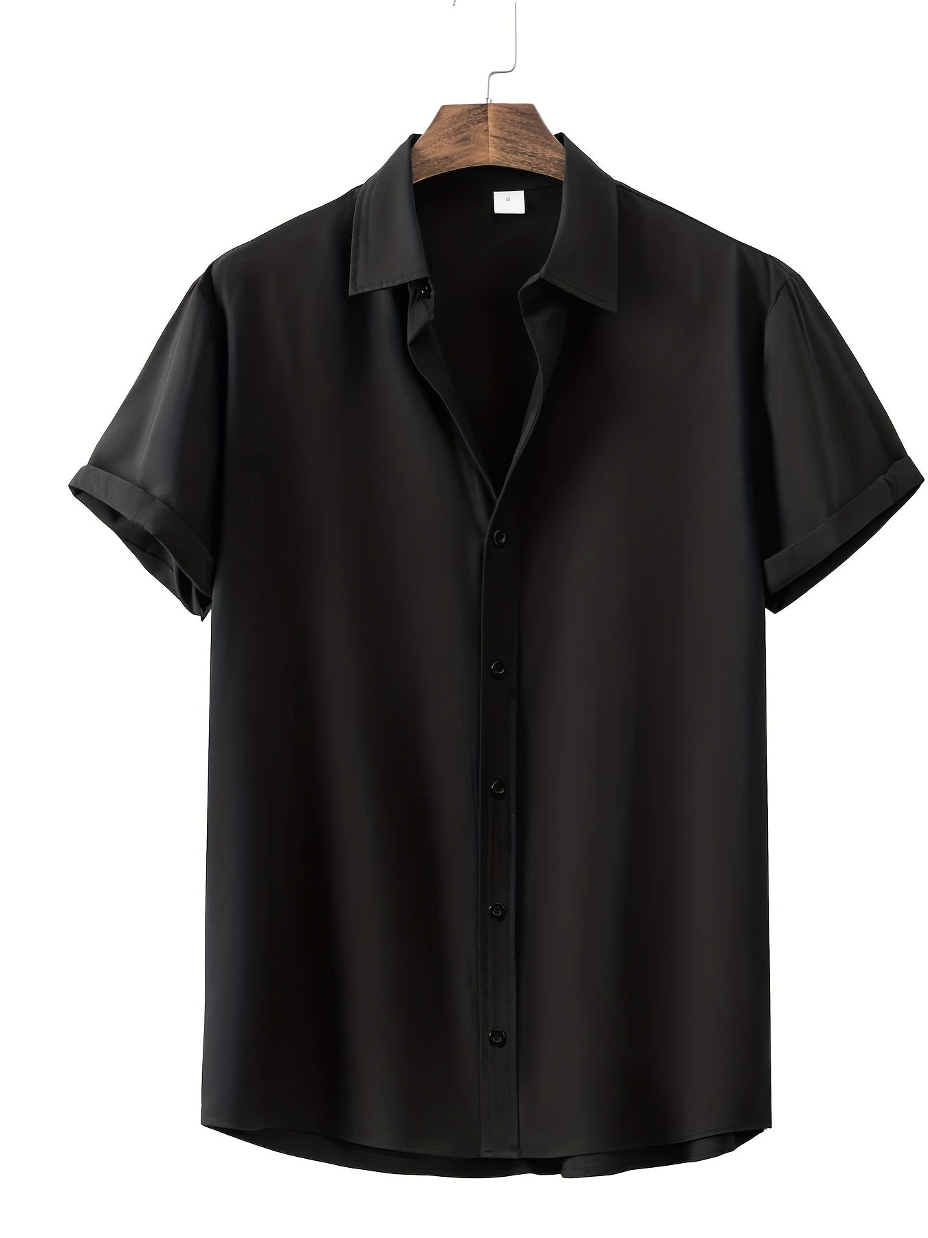 Men's Short Sleeve Lapel Shirt Casual Button Up Tops
