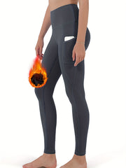 Fleece Lined Sports Leggings With Pockets For Women