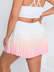 Women's Plus Ombre Print Wrap Waist Pleated Tennis Skort