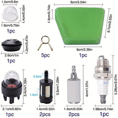 17pcs Fuel Pipes Set for Chainsaw with Primer Bulb, Gasket, Candle Brusher