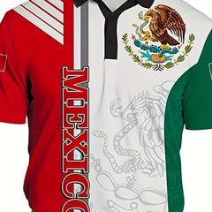 MEXICO Eagle Snake Stripe Men's Casual Comfy Shirt