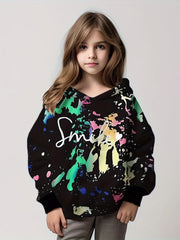 Tie Dye Graffiti Hoodies Girls Comfy Hooded Pullover Spring Fall