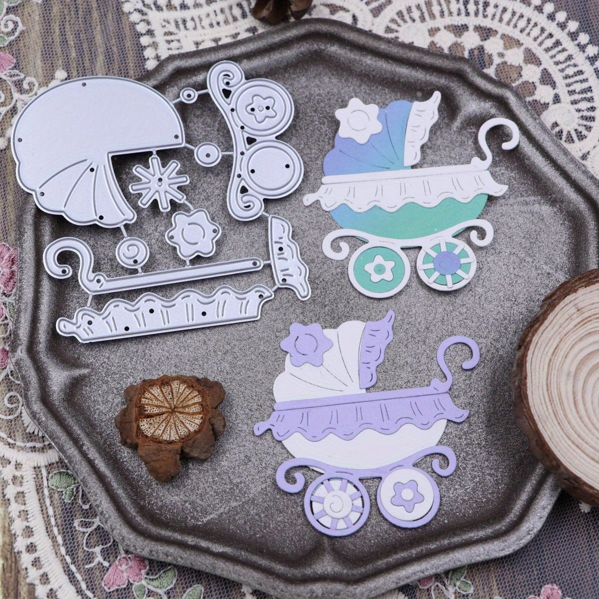 1pc Infant Stroller Metal Cutting Mold DIY Scrapbooking Craft Embossing Tools