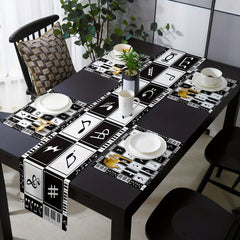Music Note & Stitching Pattern Linen Table Runner 13x72 Inch