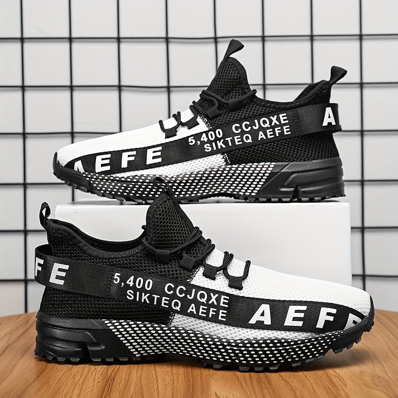 Men's Alphabets Graffiti Running Shoes Lightweight Mesh Sneakers