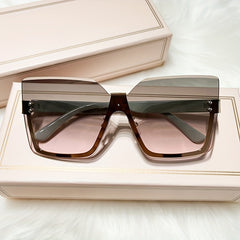 Men's Square Oversized Sunglasses Gradient Lenses Copper Metal Glasses UV400