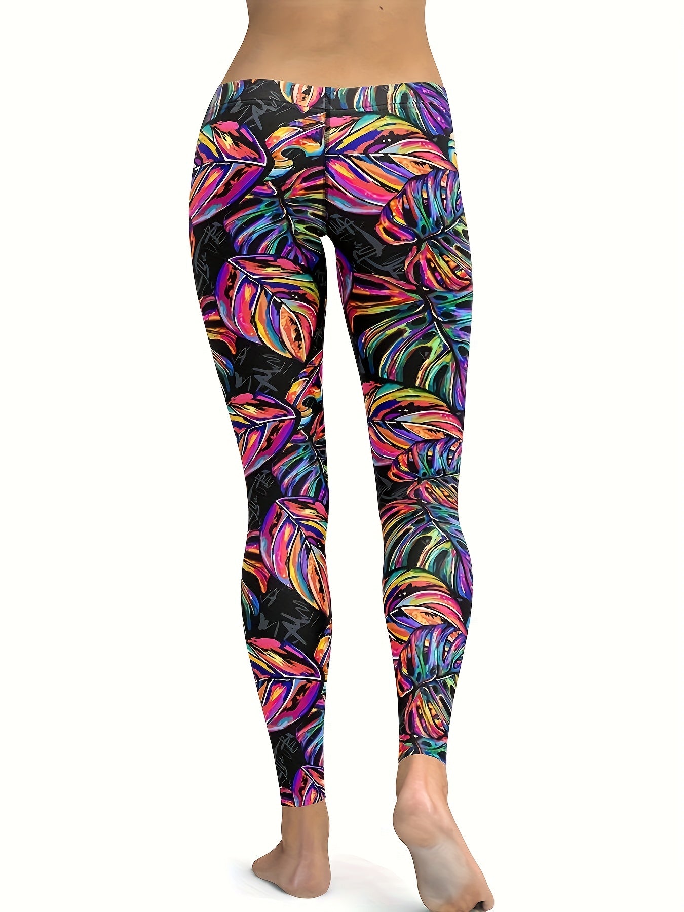 Women's Leaf Print Leggings for Yoga Running Fitness