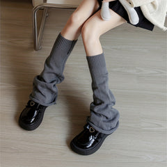 Solid Knitted Leg Warmers Knee High Socks Women's Stockings