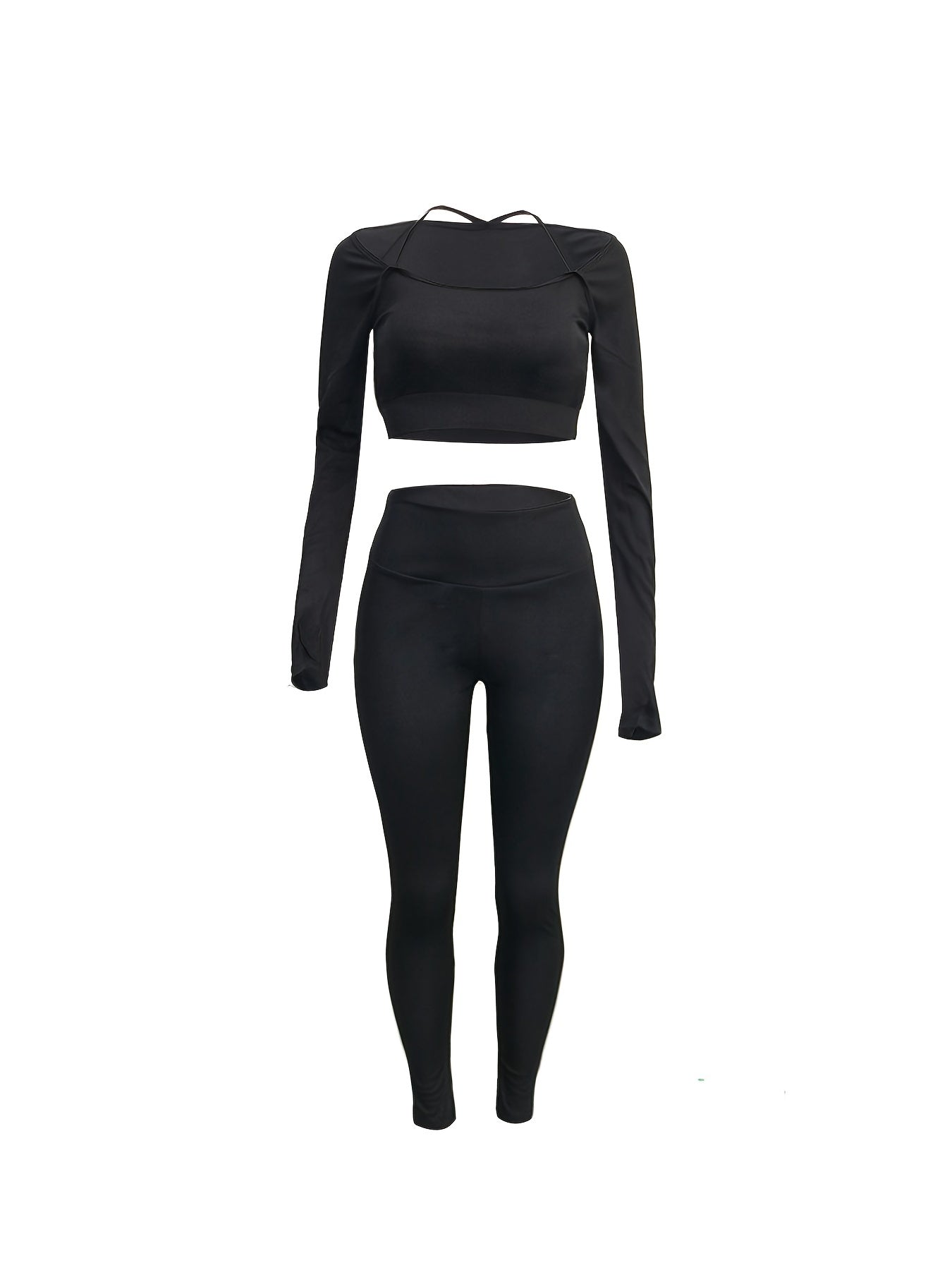 Solid Halter Neck Off Shoulder Shirt & Pencil Pants Set Plus Size