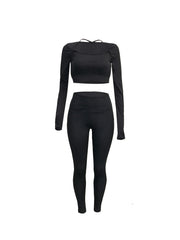 Solid Halter Neck Off Shoulder Shirt & Pencil Pants Set Plus Size