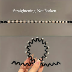 Faux Pearl Flower Hair Hoop Rhinestone Headband Hair Accessories Girls