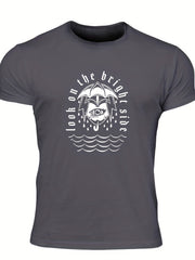 Men's Letter Print T shirt Casual Breathable Tee for Summer
