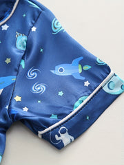 Boys Rocket & Planet Pajamas Set Short Sleeves Tops & Bottoms