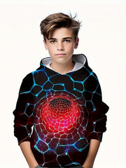 Kids Flame 3D Print Hoodie Hip Hop Sports Casual Tops