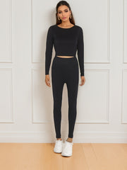 Yoga Set Long Sleeve Crop Top & Slimming Pant Sports Suit