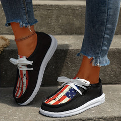 Women's Flat Lace Up Loafers Lightweight Canvas Shoes