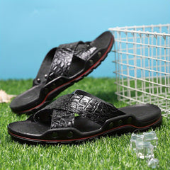 Men's Cross Band Slides Sandals Casual Non Slip Slippers Open Toe Shoes