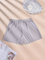3 Pack Plus Size Ribbed Wave Trim Elastic Waist High Stretch Pajama Shorts