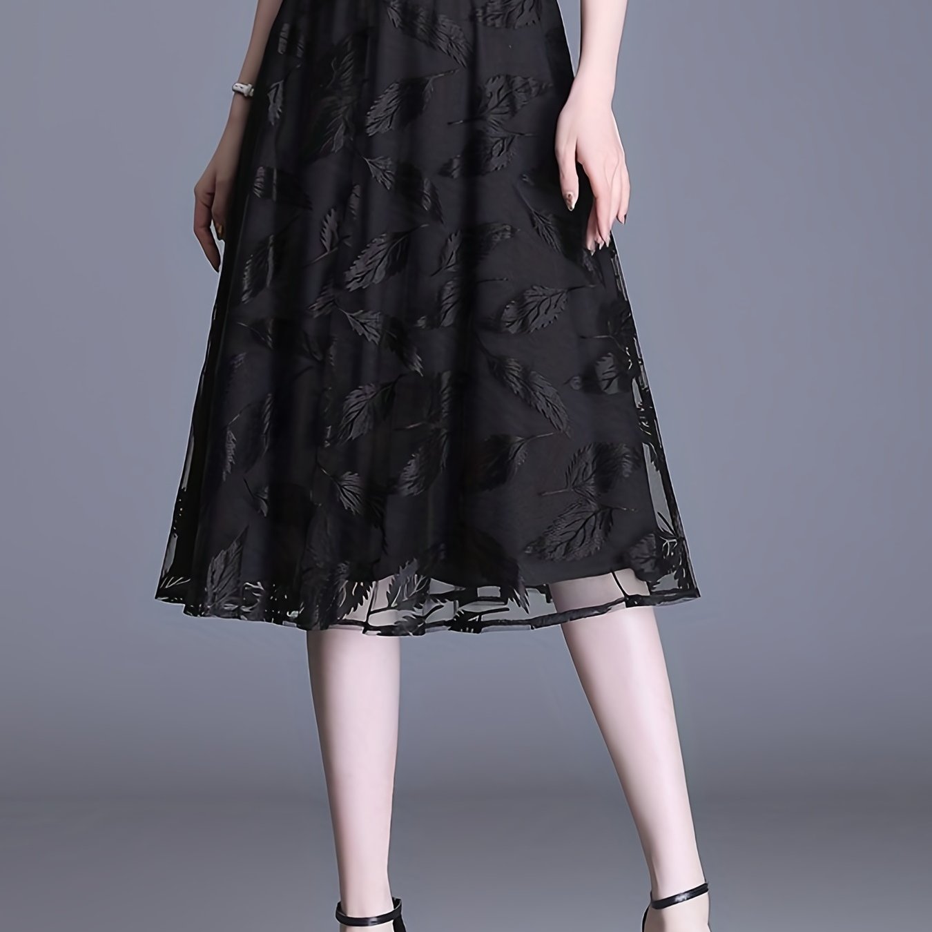 Solid Pleated Skirts High Waist A Line Knee Length Women's Clothing