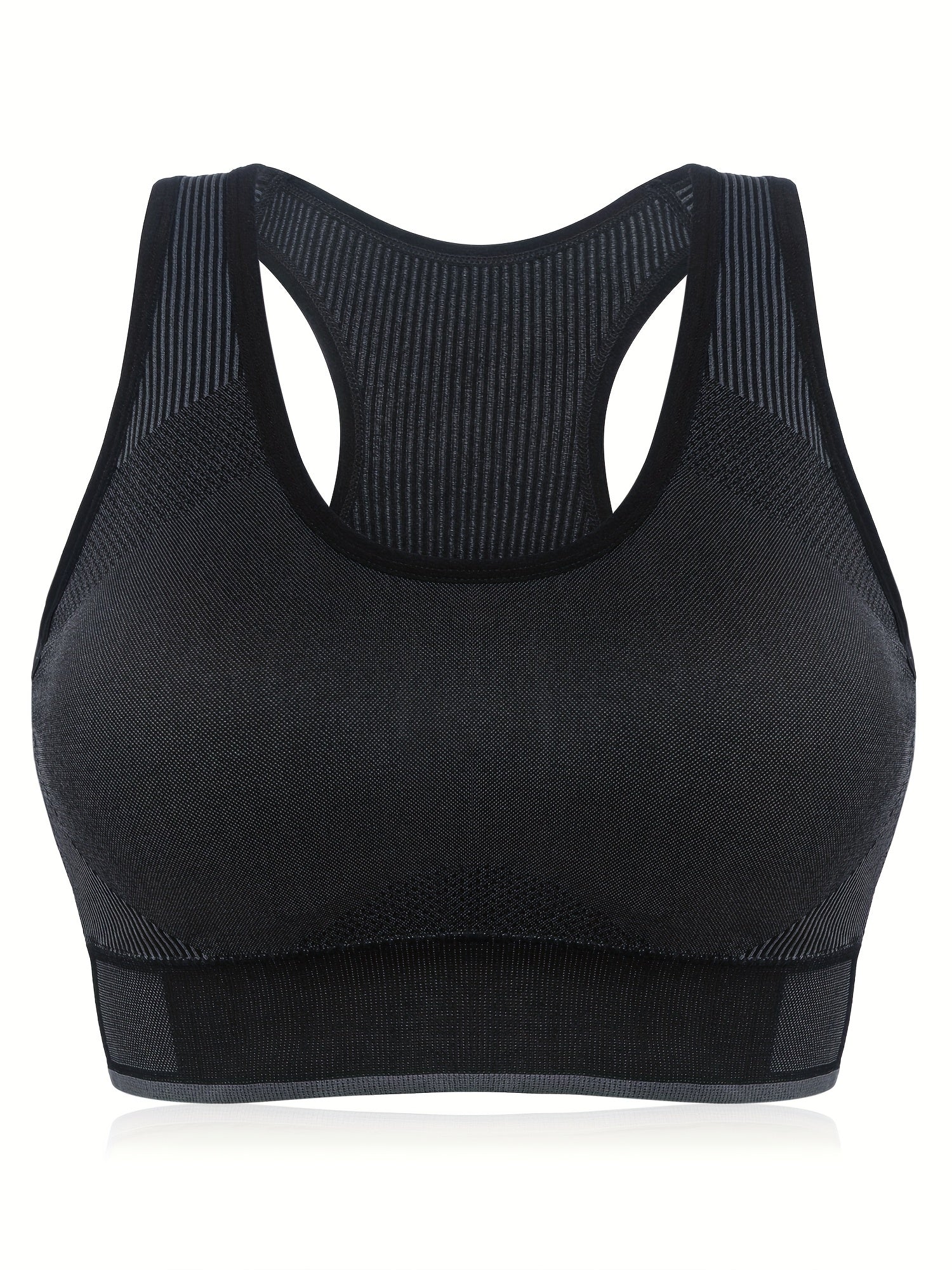 Sports Bra Women's Plus Striped Racer Back Workout Bra