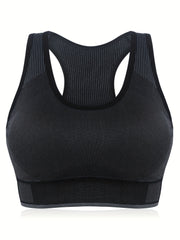 Sports Bra Women's Plus Striped Racer Back Workout Bra
