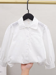 Girls Collared Button Down Varsity Shirt Kids Teens School Uniform Cotton