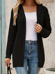 Solid Twist Knitted Cardigan Long Sleeve Outwear For Fall & Winter