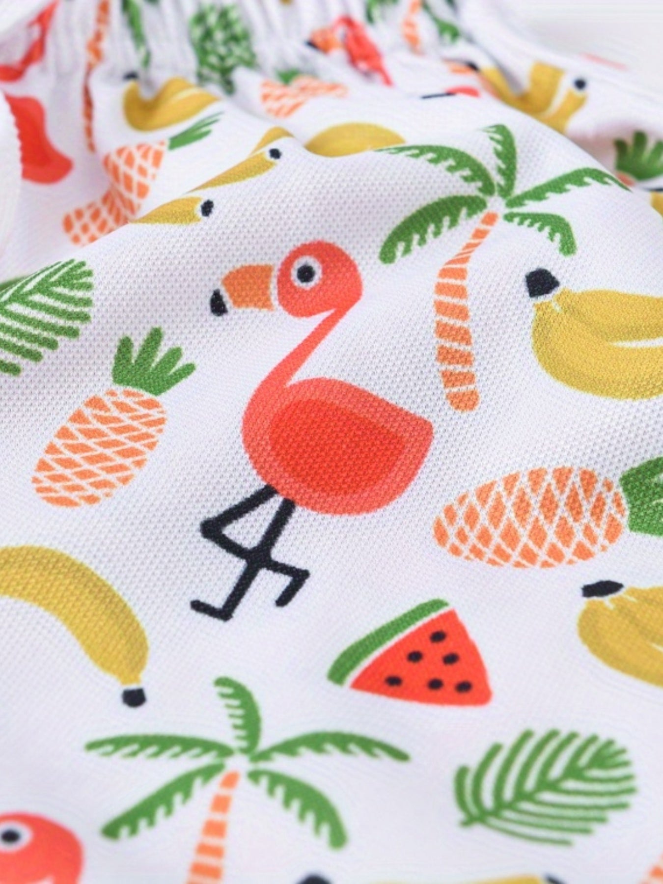 Girls Tropical Print Drawstring Pants for Summer Beach