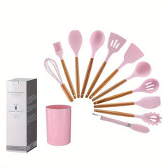 12pcs Silicone Kitchen Utensil Set Non Stick Includes Slotted Spatula Spoon
