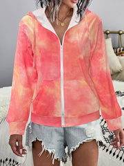 Tie Dye Zip Up Hoodie Women's Sweatshirt