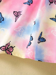 Toddler Girls Tie Dye Butterfly Graphic Halter Neck Dress