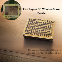 Wooden Double Sided Ball Maze Brain Teaser Toy