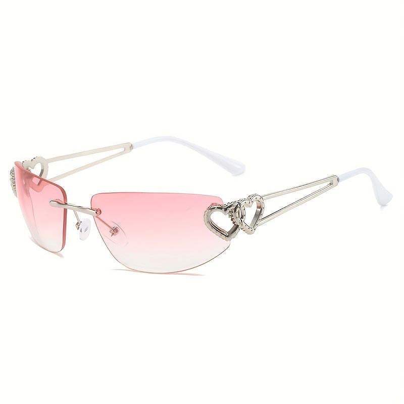 Y2K Rimless Sunglasses Oval Gradient UV400 Sun Shades